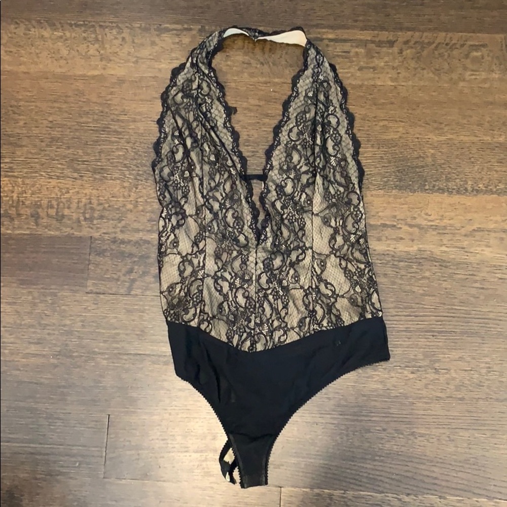 Halter lace body suit